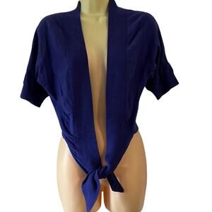 Athleta Size S Purple Cropped Cardigan Sweater Tie Front